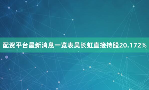 配资平台最新消息一览表吴长虹直接持股20.172%
